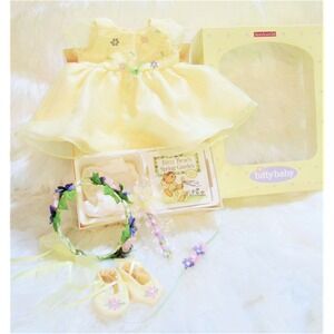 American Girl Bitty Baby GARDEN FAIRY SET Dress Flower Head Wreath Wand Shoes +